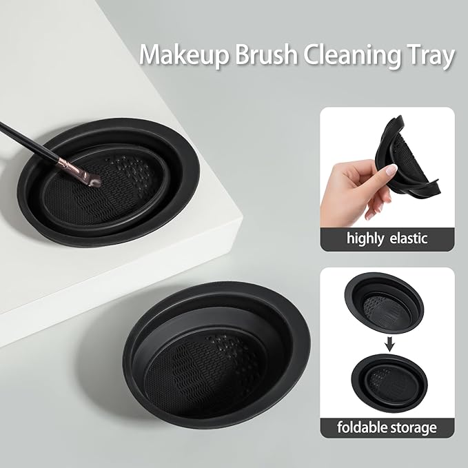 Makeup Brush Set for Foundation Concealer Eyeshadow and Travel Include Make Up Brush Sponge 51PCS Black