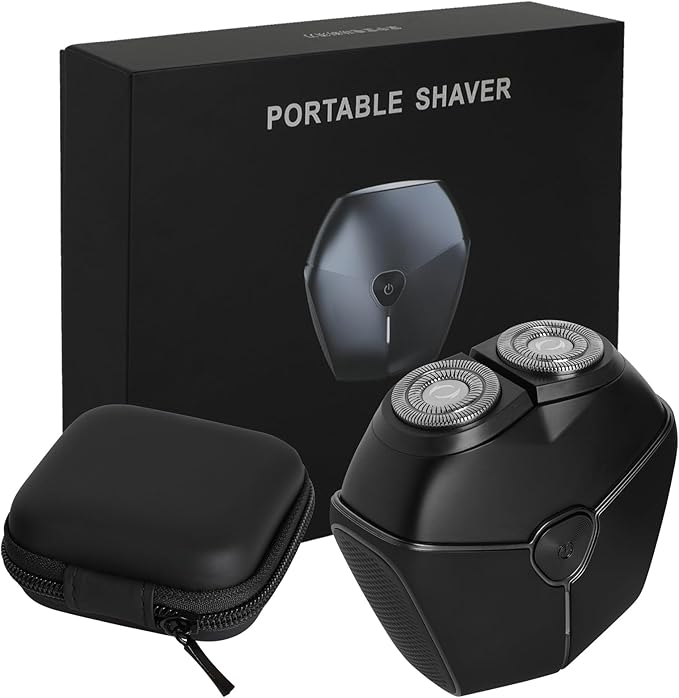Mini Electric Razor for Men Portable Wet and Dry Shaving Cordless Rechargeable Head Hair Shaver IPX6 Waterproof Floating Shaving Shavers Head with Travel Case