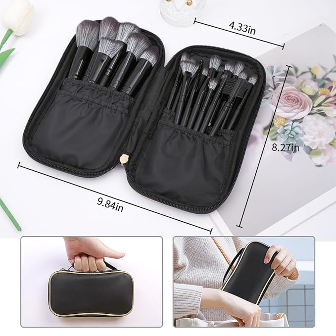 MAGEFY Makeup Brush Set 22 Pcs Premium Synthetic Makeup Brushes Foundation Eyeshadow Brush Powder Blush Concealers Brush Set Travel Makeup Brushes with Case(Black)