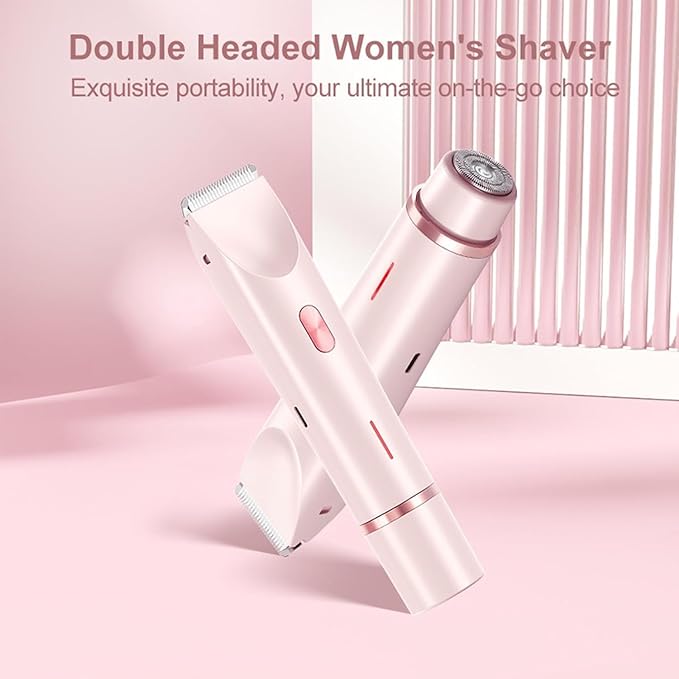 2026 New Bikini Shaver for Women Electric Trimmer 2.0 with Stainless Steel Dual Head IPX7 Waterproof Wet and Dry Use Reduces Pulling Suitable for All Skin Types (Blue)