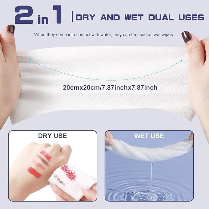Disposable Face Towel 600 Count Face Towels for Washing Soft Cotton Dry Wipes Facial Cloths Towelettes for Washing and Drying Facial Tissue for Cleansing Skincare and Makeup Remover