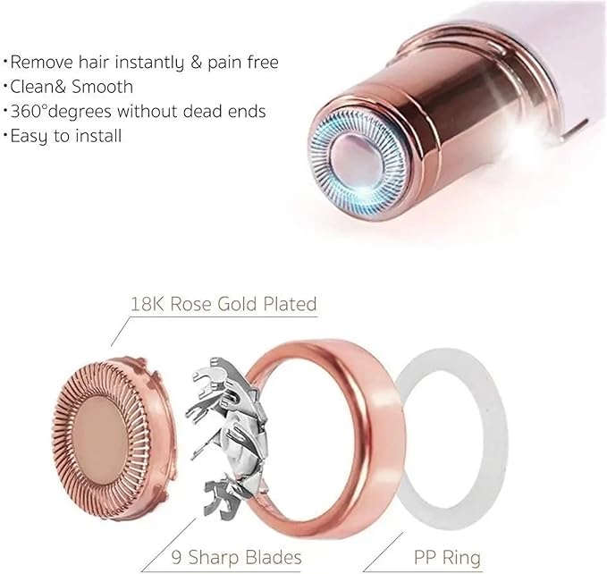 Electric Hair Remover Replacement Head Lipstick Shaver Electric Eyebrow Trimmer Mini Shaver Epilator Painless Women's Shaving(4Pcs)