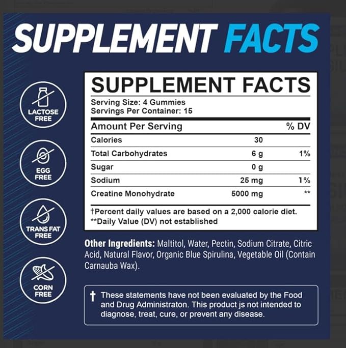 5000mg Creatine Monohydrate Gummies Formula for Men and Women Ultimate Muscle Builder Energy Booster &amp Pre-Workout Supplement (2 Pack)