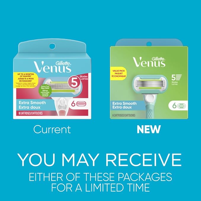 Gillette Venus Extra Smooth Womens Razor Blade Refills 6 Count Designed for a Close Smooth Shave