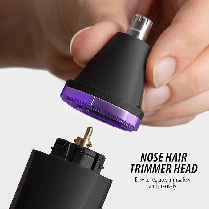 OLOV Electric Body Hair Trimmer - Groin Trimmer for Men - Bikini Trimmer Women - Wet/Dry Shaver Groomer Replaceable Ceramic Blade Heads USB Recharge Dock Waterproof Hygiene Razor Black Violet