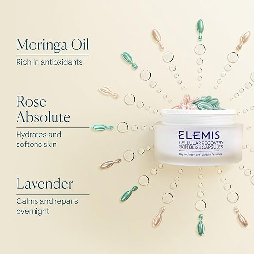 ELEMIS Skin Bliss Capsules 60 Count ? Antioxidant-Rich Anti-Aging Day &amp Night Face Oils Purify Replenish &amp Nourish the Skin Skincare Serum Capsules for Face
