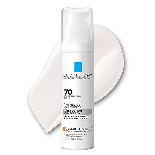 La Roche-Posay Anthelios UV Correct Sunscreen Moisturizer SPF 70 Daily Anti-Aging Face Moisturizer with Sunscreen and Niacinamide to Even Skin Tone &amp Fine Lines Sun Protection for Sensitive Skin