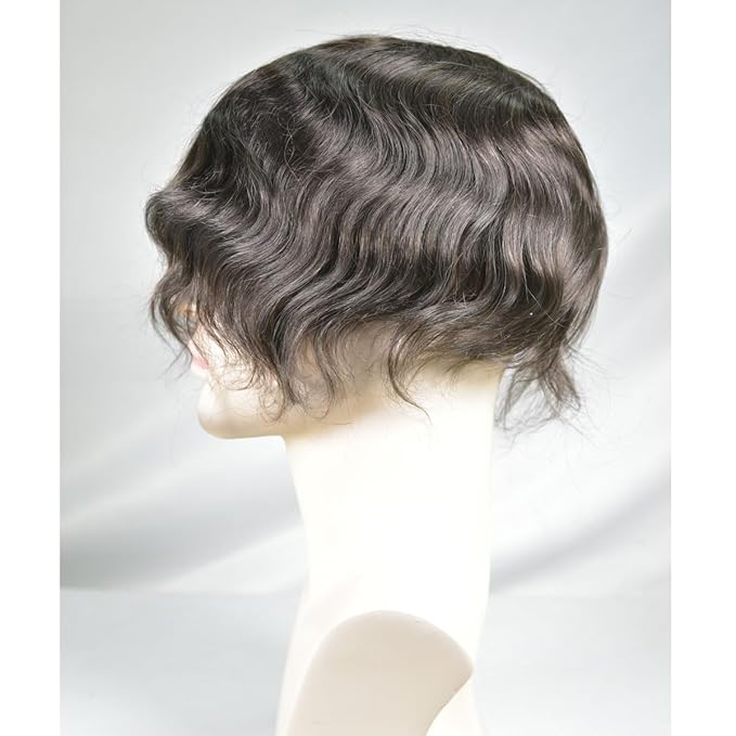 Men?™s Toupee 10x8inch Hair Pieces for Men 100% European Virgin Human Hair Replacement System Natural Hairline Topper AU Middle Lace with PU around (#2 color)
