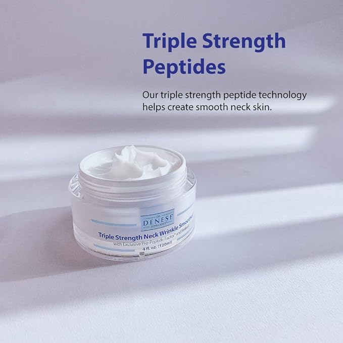 Dr. Denese Triple Strength Neck Wrinkle Smoother 4 oz ? Firming Cream with Triple Amount of Peptides Compared to Industry Standards ? Retinol &amp Hyaluronic Acid for Hydrating Power - Paraben Free