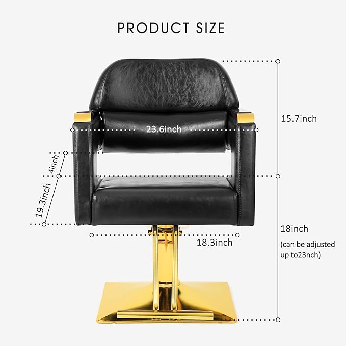 Artist hand Barber Salon Chair Hair Stylist Chair with Heavy Duty Hydraulic Pump 360 Degree Swivel Spa Beauty Equipment Max Load Weight 330 Lbs Black and Gold