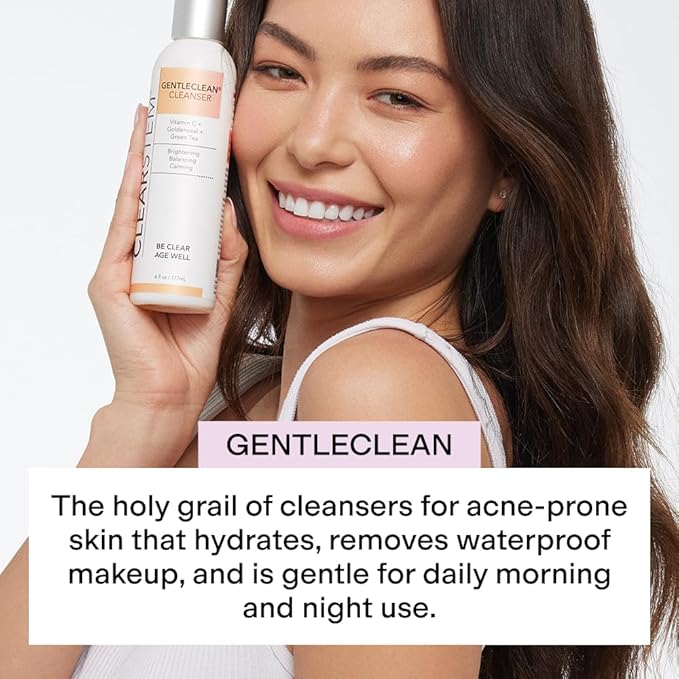 CLEARSTEM - GENTLECLEAN Vitamin C Infused Calming Wash - Facial Cleanser Makeup Remover - Goldenseal + Green Tea - Facial Skin Care Products - Gluten Free Cruelty Free - 6 fl oz / 207ml