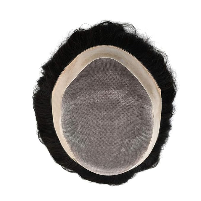 LYRICAL HAIR Toupee for Men Hair System Replacement Monofilament Mens Toupee Hairpiece Durable Poly Coated NPU Around Wig for Men Human Hair Piece Unit 120% Density 9X11 #1 Jet Black