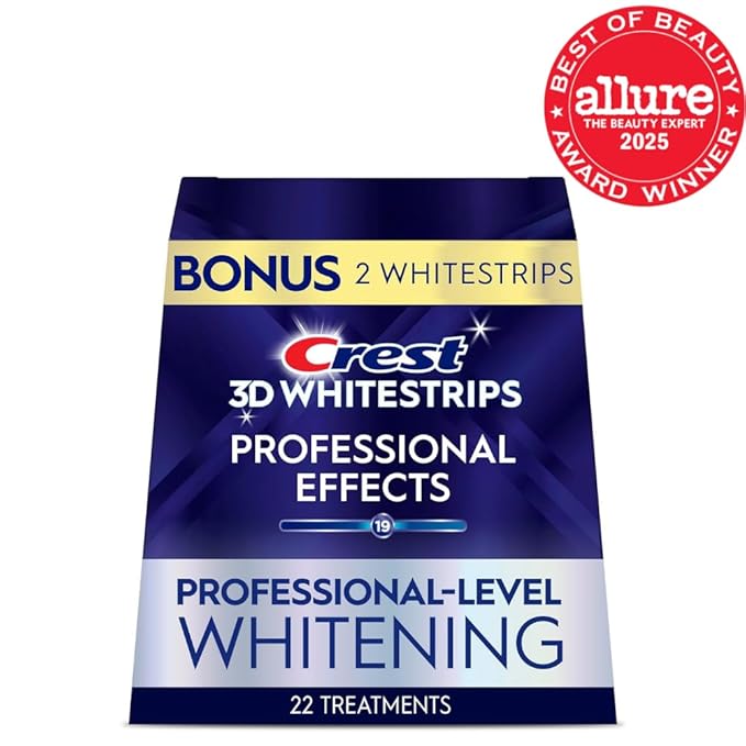Crest 3D Whitestrips Professional Effects ? Teeth Whitening Kit 22 Treatments (20 + 2 Bonus) Each with 1 Upper/1Lower 44 Strips ? Crest 3DWhite Teeth Whitening Strips