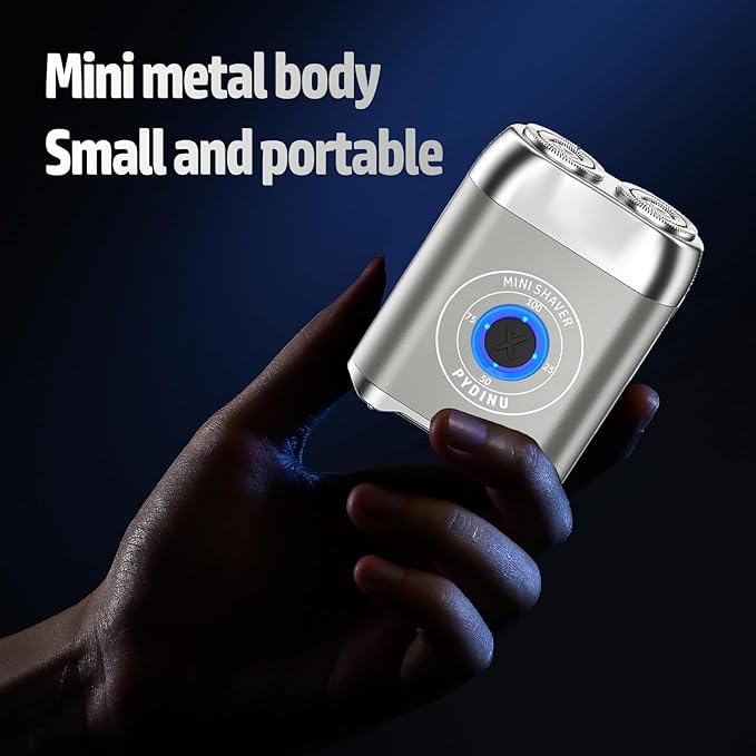 Mini Electric Shaver 2025 New Upgrade Pocket Dual-Head Electric Shaver Travel Portable Beard Trimmer for Men Waterproof Mini Razor USB C Rechargeable (Silver)