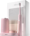 Electric Toothbrush Set for Women with UV Light Drying Holder 8 Brush Heads Smart Timer USB Rechargeable ? Soft Pink Edition