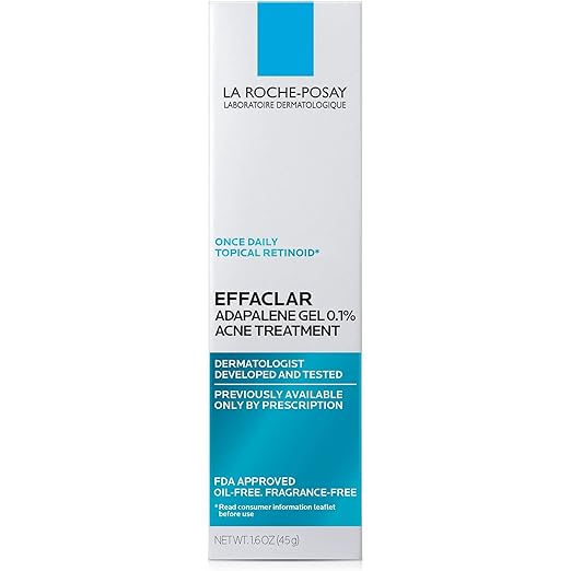 La Roche-Posay Effaclar Adapalene Gel 0.1% Acne Treatment Retinoid Cream Acne Medication Gel For Blackheads &amp Whiteheads Oil Free Helps Clear And Prevent Blemishes &amp Clogged Pores