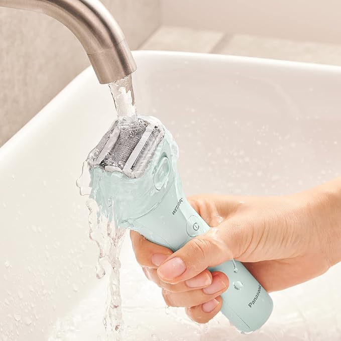 Panasonic Electric Bikini Trimmer Women's Waterproof Full-Body Cordless Electric Razors for Women with Bikini Attachments 3 Hypoallergenic Blades for Travel Shower and Everyday Use - ES-AWL6AG