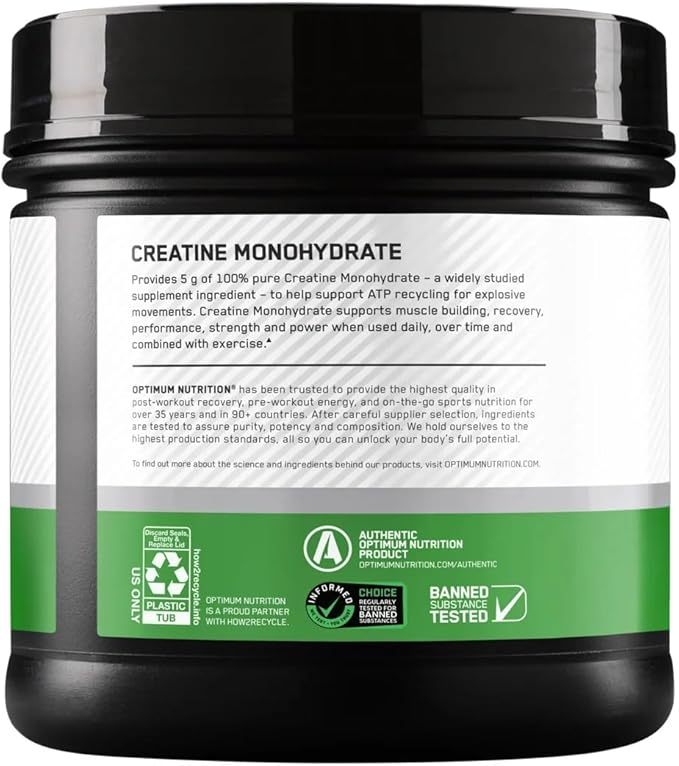 Optimum Nutrition Micronized Creatine Monohydrate Powder Unflavored Keto Friendly 135 Servings (Packaging May Vary)