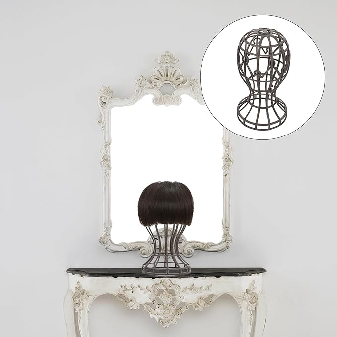 2Pcs Portable Wig Head Stand Holder Gray Plastic Wig Display Mannequin for Hair Styling Salon Travel Home Use Smooth Surface Suitable for Hats Glasses Headdress Accessories