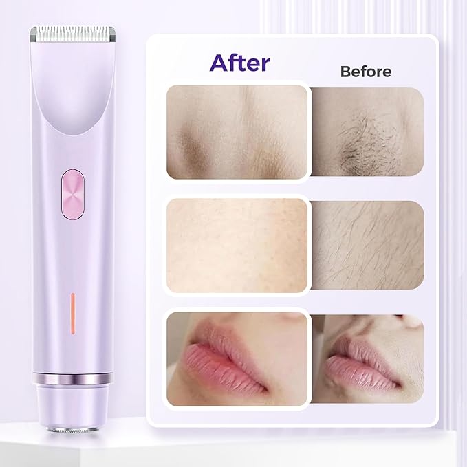 2025 New 2 in 1 Electric Shaver for Women 2 in 1 Double-Headed Waterproof Wet and Dry Dual Head Body Shaver Electric Trimmer for Women (Purple)