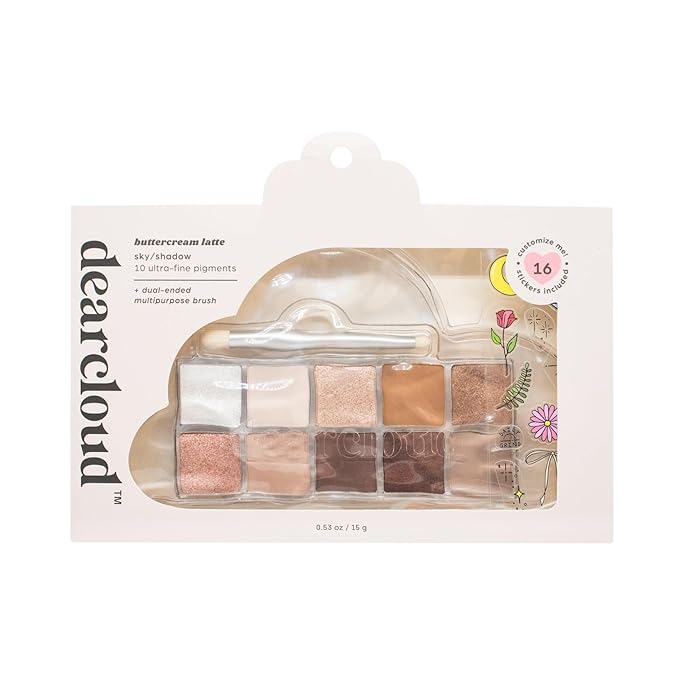 dearcloud Sky/Shadow ? Buttercream Latte ? eye shadow palette makeup with 10 Ultra-Fine Pigments &amp Dual-Ended eyeshadow brush ? Korean beauty eye makeup (Buttercream Latte)