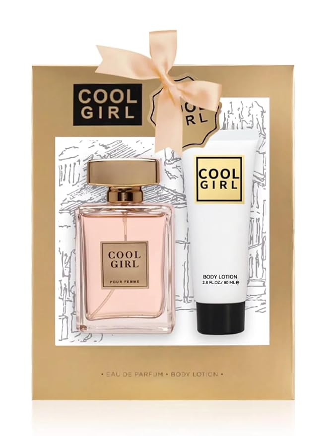Cool Girl 2-Piece Gift Set for Women Eau de Parfum and Body Lotion with Jasmine Ylang Orange Blossom Bergamot and Lemon Fragrance Perfect for Holiday Gifts and Special Occasions