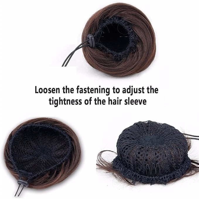 FRANCES Fake Hair Bun Synthetic Hair Bun Donut Bun with Elastic Band Ponytail Extensions Hair Clip Wig Ponytail Headwear for Women Hair Accessories (Color : 105)