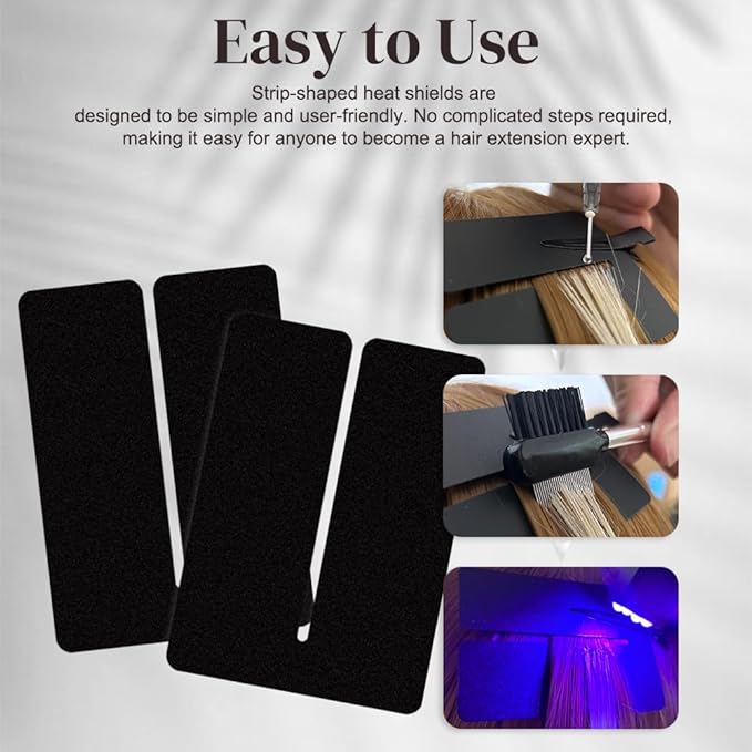 30g UV Hair Extension Glue with 10Pcs Anti-UV Shield Guards Replacement Accessories for UV Lamp Hair Extensions UV Hair Set Seamless Fast Drying Hair Adhesive Invisible Extensions