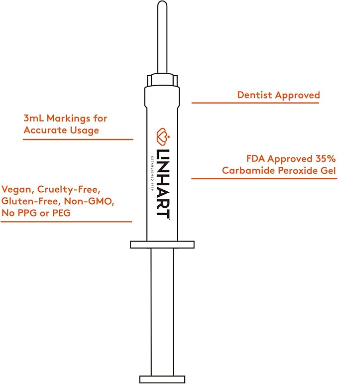 LINHART Teeth Whitening Kit with LED Light - Tooth Whitener Gel Dental Whitening Gel Syringes with 35% Carbamide Peroxide and 16-Led Whitening Light - No Sensitivity Whitens Teeth