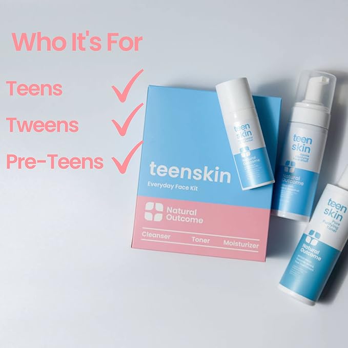 Teen Skin Care Kit 3-Step | Acne Face Wash Skin Care Regimen | Teen Skin Face Wash Toner &amp Moisturizer | Perfect for Teens Preteens &amp Kids Looking to Prevent Acne | 3 Pc Kit by Natural Outco