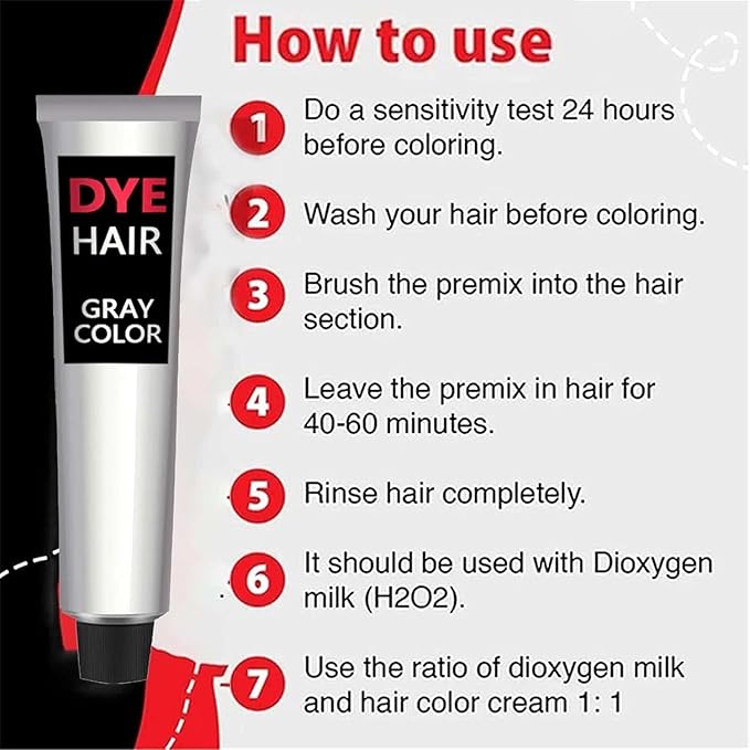 Silver Gray Natural Hair Dye Cream Silver Gray Hair Dye Fashion Permanent Hair Dye Light Gray Silver Color Cream Silver Hair Dye Silver Gray Hair Dye Cream for All Hair Types (Silver 2PCS)