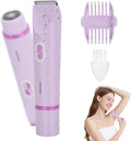 VINGVO Electric Body Hair Trimmer for Women Dual Head Lady Shaver Groomer Waterproof? Body Hair Shaver Rechargeable Facial Hair Removal with Cleaning? Brush (Purple)