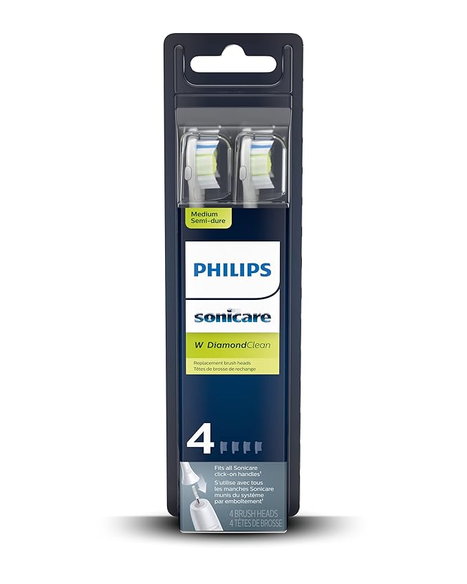 Philips Sonicare W DiamondClean - Genuine Replacement Electric Toothbrush Heads White 4 Pack One Year Supply HX6064/65