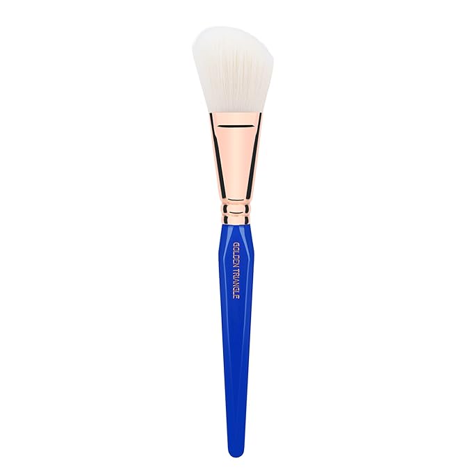 Bdellium Tools Professional Makeup Brush - Golden Triangle 962 Slanted Blusher - With All Vegan and Soft Synthetic Fibers For Contouring and Highlighting (Blue 1pc)