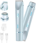 2025 New 2-in-1 Women's Body Shaver Bikini Trimmer Rechargeable Cordless Electric Shaver for Women IPX7 Waterproof Wet and Dry Hair Trimmer for Facial Face Lip Chin Underarm Legs (Blue)