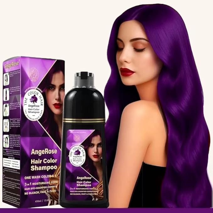 Purple Hair Dye Shampoo 3 in 1 Instant Herb Ingrident Hair Dye to Cover Gray Hair Long-lasting &amp Natual 400 ML