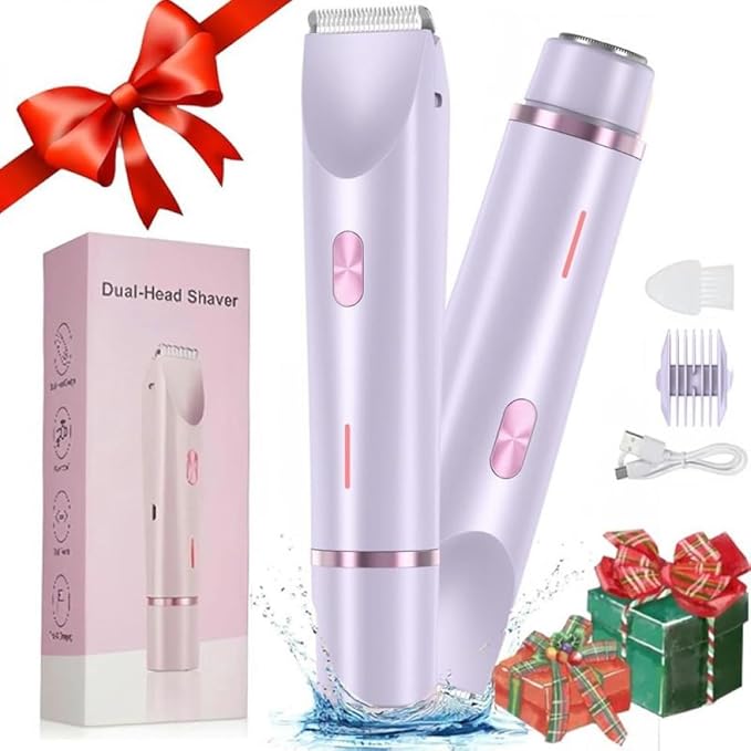 Electric Razors Shaver for WomenGlowaura Electric Razor 2 in1 Body &amp Facial Diffuser Hair Removal Double Head Trimmer for Face Underarm Legs Winter &amp Mother Gift (Purple)