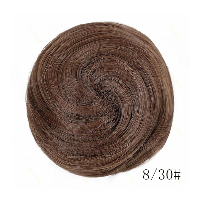 Hair Buns 2PCS Space Buns Mini Claw Clip in Hair Bun Extensions Messy Cat Ears Wig Accessory Synthetic Donut Updo Hairpieces for Girls Hair Buns Hair Piece(Brown)