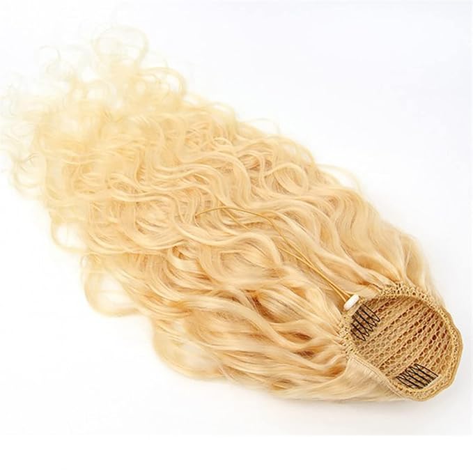 Hair Accessories 10-24 Inches Long Curly Wavy Ponytail Hair Extensions with Drawstring Hair Slices Ponytail Women Blonde Wig Hair Bun Hair Pieces For Women(12inch(30cm))