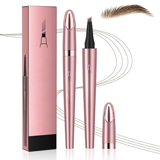 2026 New Microblading Eyebrow Pen Waterproof Eyebrow Pencil Eye Brow Pen with 4 Tip Premium Natural Magic Eyebrow Makeup Fine Stroke Contouring Pencil Long-Lasting Stay on All Day (Light coffee)