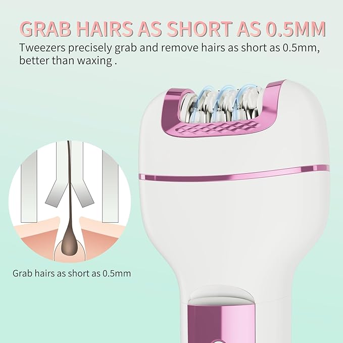 Epilator for Women 3-in-1 Epilator Body Hair Removal DeviceWet/Dry Waterproof Cordless Rechargeable Electric Trimmer &amp Shaver &amp Callus Remover for Women &amp Men 606 Pink