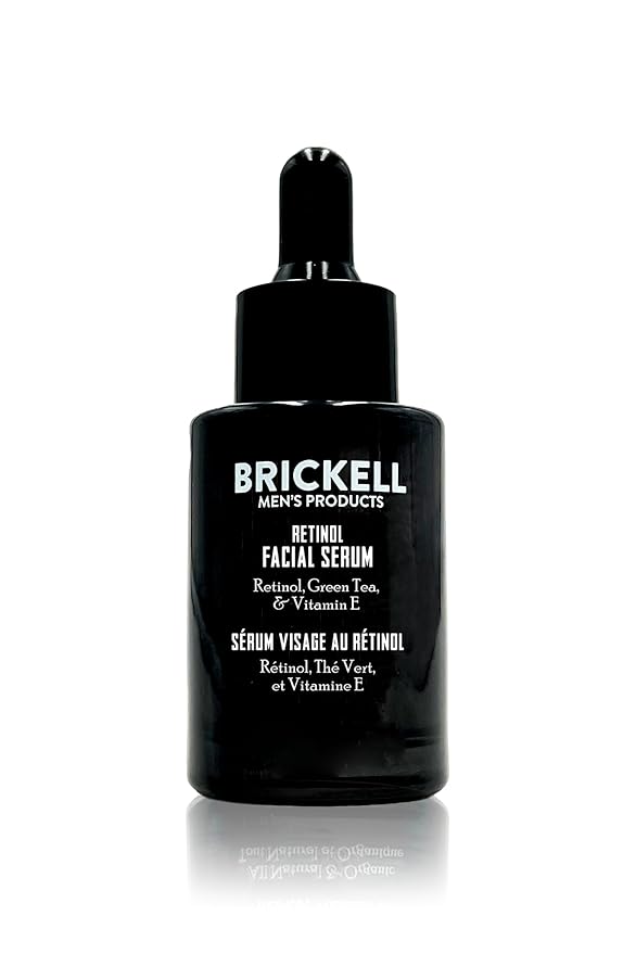 Brickell Men's Retinol Skin Care Serum Treatment For Firming Face Lines &amp Eye Wrinkles Deep Hydrating Facial Skincare Serum For Anti-Aging Fragrance Free 1 Ounce