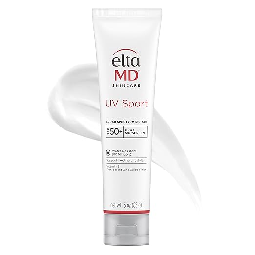 EltaMD UV Sport Sunscreen Lotion SPF 50 Body Sunscreen Water and Sweat Resistant Oil-Free Zinc Oxide Formula