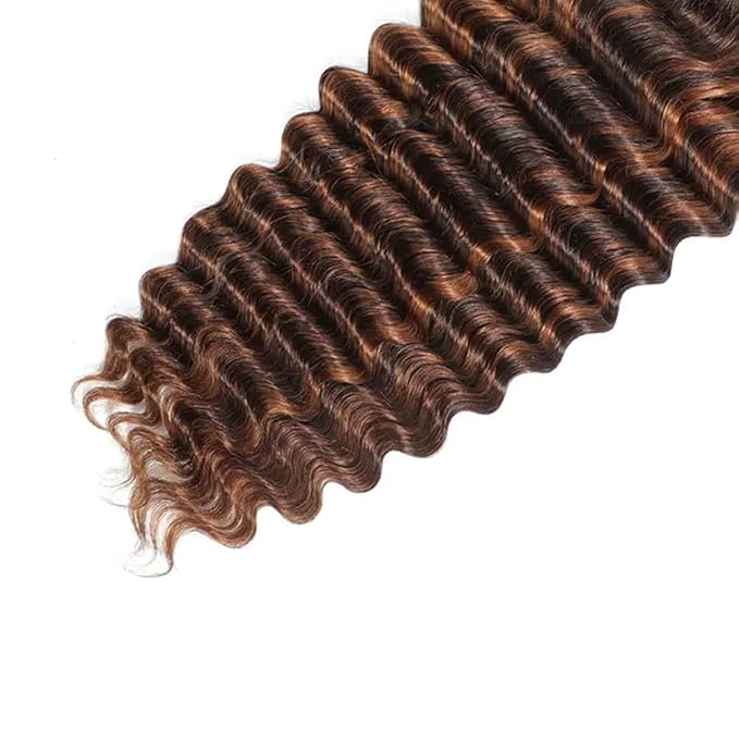 P430 Highlight Brown Bundles Human Hair Dark Brown Deep Wave 3 Bundles 26 26 26 Inch Unprocessed Brazilian Virgin Remy Hair Chocolate Brown Human Hair Extensions