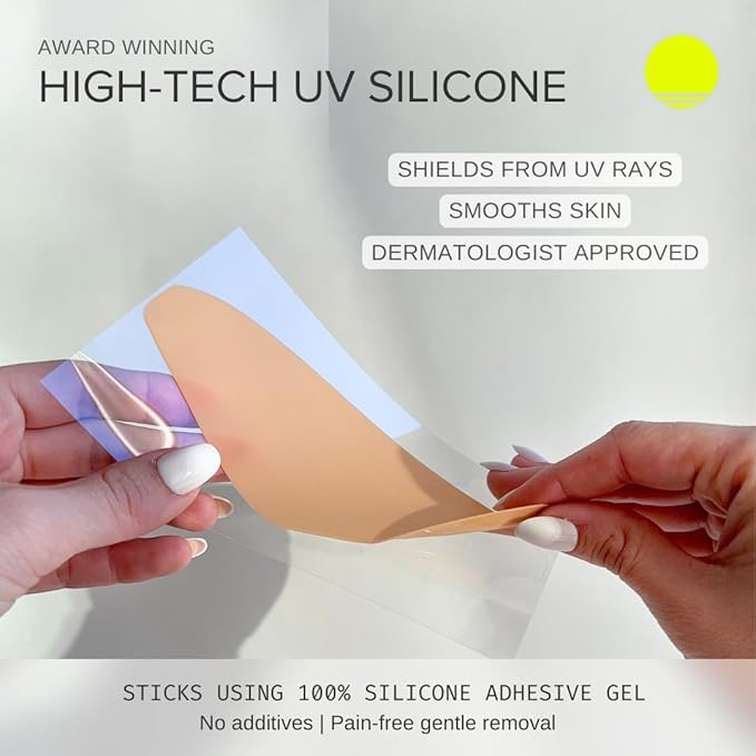 Sun Patch Reusable Forehead and Neck Sunblock Patches - 100% Silicone Sunscreen for UV Protection Face Stickers With UPF 50 - 1 Pack/2 Patches Sunkiss (Nude) for Golf Surf Swim Ski
