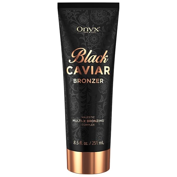 Onyx Black Caviar Dark Tanning Lotion | Body Bronzer &amp Accelerator | Tan Enhancer | For Indoor Tanning Beds &amp Outdoor Sun | Ultra Dark Skin Results for Men &amp Women