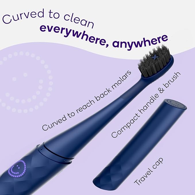 Burst Curve Sonic Electric Toothbrush for Adults (Cobalt Blue) | Slim Travel Brush with Cover | Ultra Soft Bristles | Up to 2 Month Rechargeable Battery | Two Modes &amp Timer