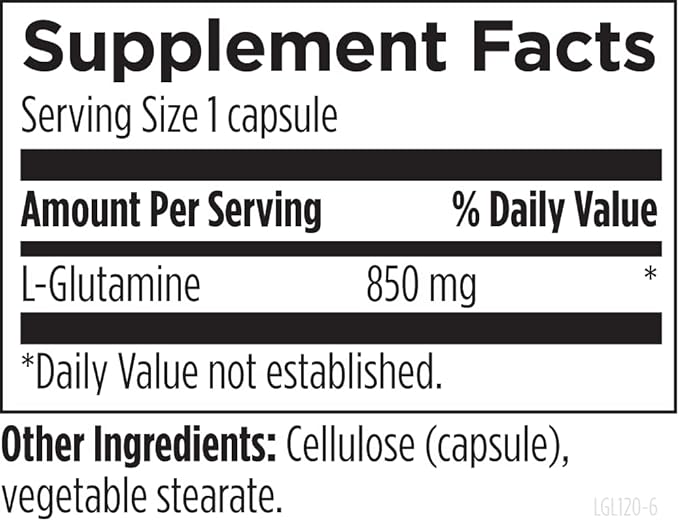 Designs for Health L Glutamine Capsules - 850mg Vegetarian Amino Acids Supplement to Support Muscle Recovery Digestive Immune + Gut Health - Non-GMO + Gluten Free (120 Capsules)