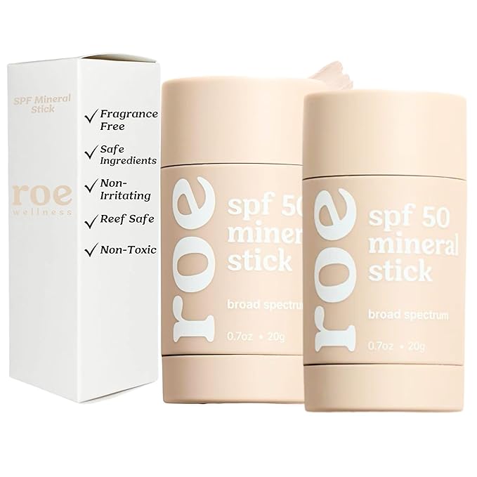 Roe Wellness- Kids Sunscreen Stick For Face &amp Body Sun Protoction | Reef Safe Clean Ingredients (SPF 50 Roll-on Stick)