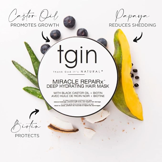 tgin Miracle RepaiRx Strengthening CPR Protein Treatment &amp Deep Hydrating Hair Mask for Curly Coily and Wavy Hair Repairs Protects and Restores Damaged Hair 12 oz (Set)